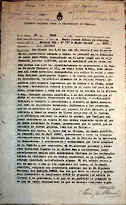 Testimonio ante la CONADEP sobre el 
secuestro/muerte de Fernando