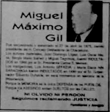 Recordatorio a Miguel M&aacute;ximo Gil