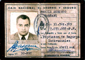 Tarjeta de ahorros de Freddis Tassani